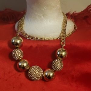 Gold ball chunky necklace